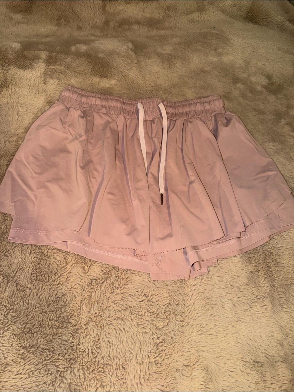 Light Tan/Pink Athletic Skort with Drawstring